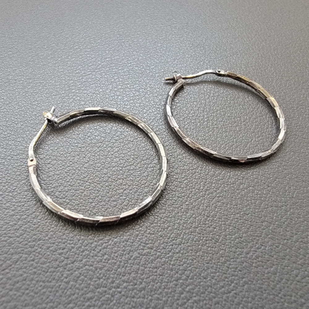 Danecraft 925 Italy Oxidized Sterling Silver Hoop Earrings